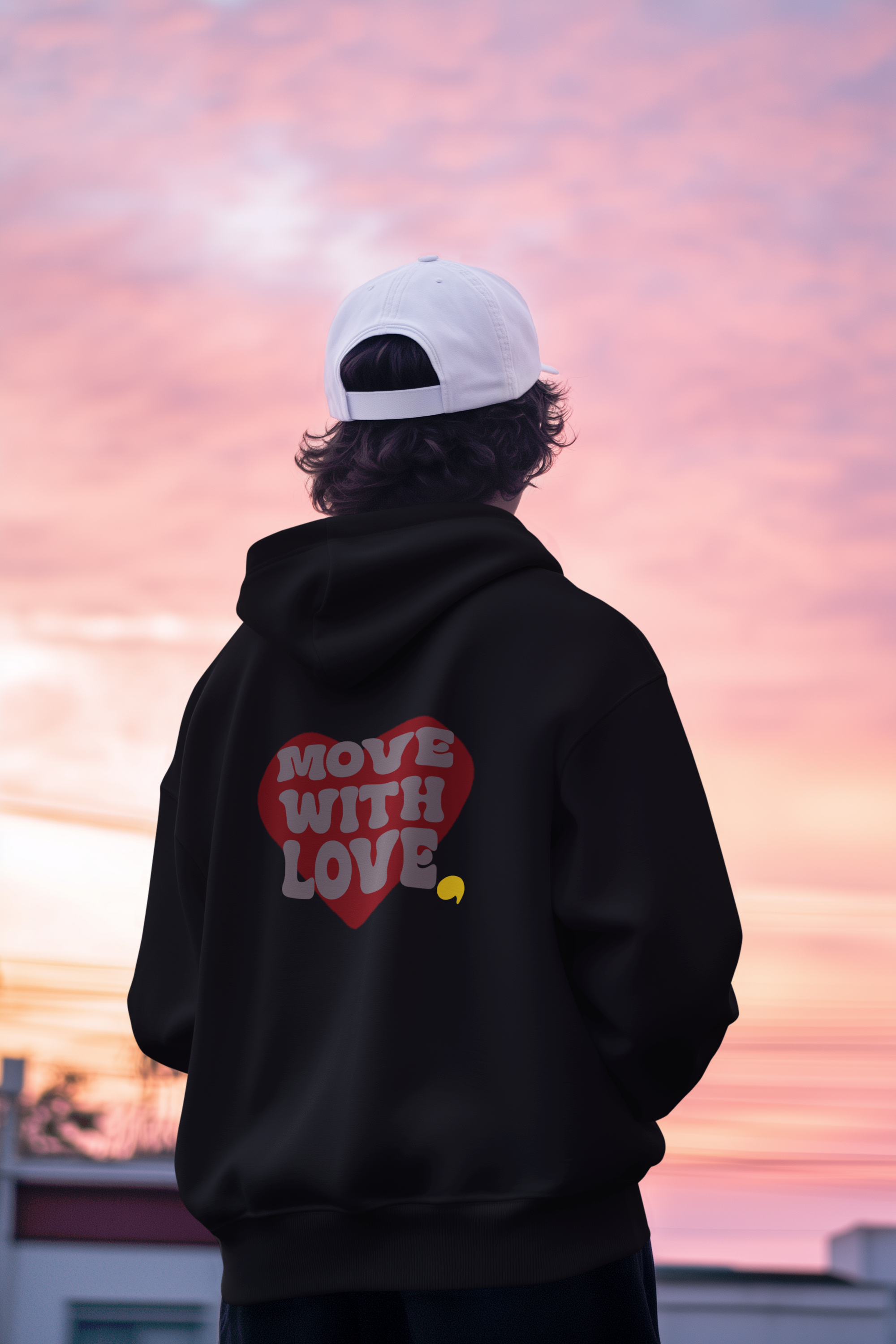 Oversized Zipper Hoodie Move with Love