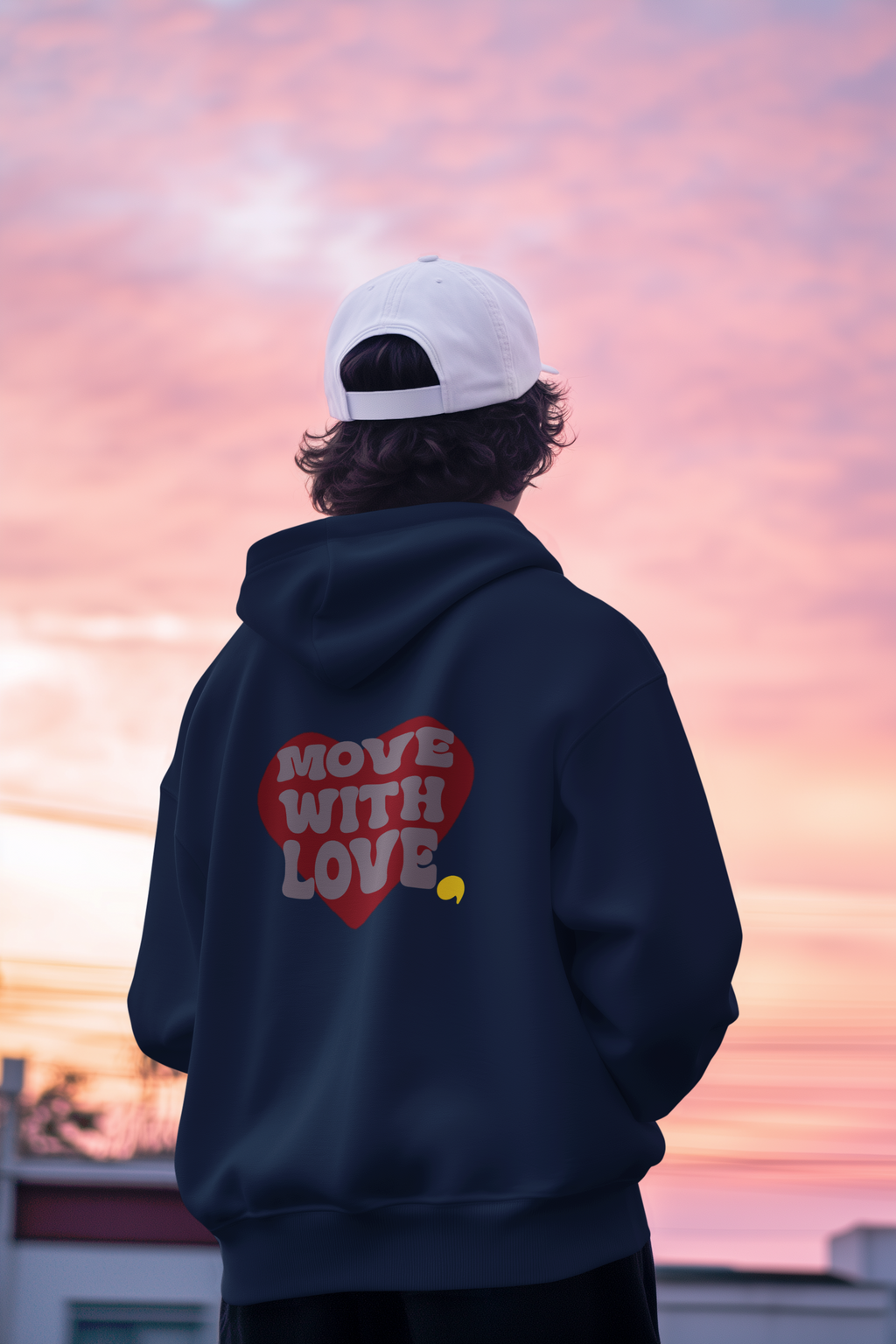 Oversized Zipper Hoodie Move with Love